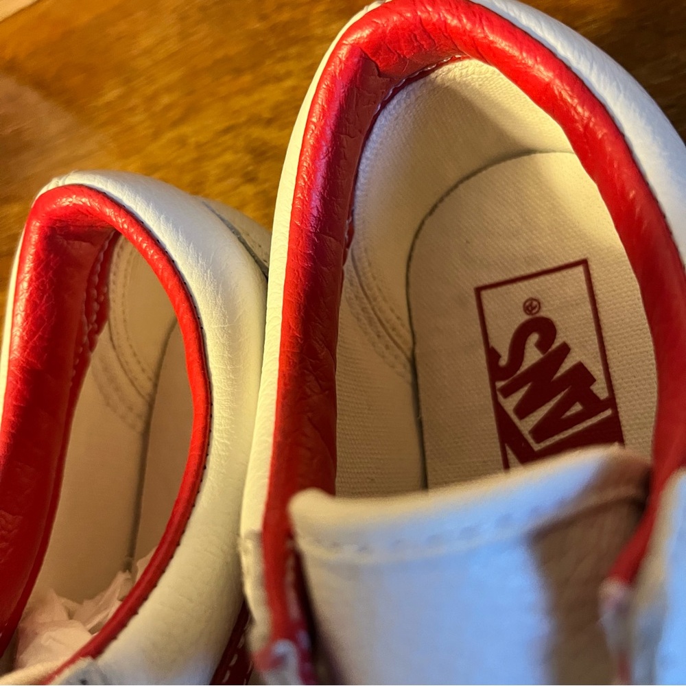 Vans White Red Vintage Leather Sneakers - Picture 5 of 6
